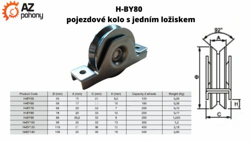 H-BY80 POJEZDOVÉ KOLO S JEDNÍM LOŽISKEM